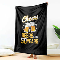 50th Birthday Party Gift Throw Blanket Cheers Beers To My 50 Years