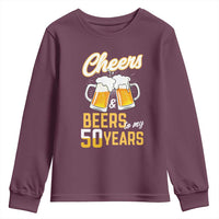 50th Birthday Party Gift Youth Sweatshirt Cheers Beers To My 50 Years