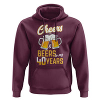 40th Birthday Party Gift Hoodie Cheers Beers To My 40 Years