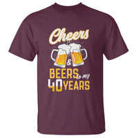 40th Birthday Party Gift T Shirt Cheers Beers To My 40 Years