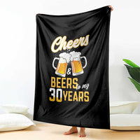 30th Birthday Party Gift Throw Blanket Cheers Beers To My 30 Years