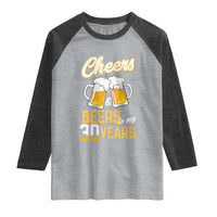 30th Birthday Party Gift Raglan Shirt Cheers Beers To My 30 Years