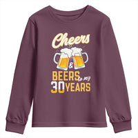 30th Birthday Party Gift Youth Sweatshirt Cheers Beers To My 30 Years