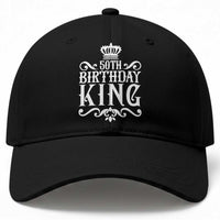50th Birthday King Royal Crown Graphic For Men Baseball Cap