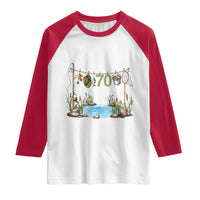 70th Birthday Fishing Raglan Shirt Fisherman Birthday Party Gift