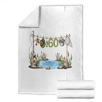 60th Birthday Fishing Throw Blanket Fisherman Birthday Party Gift