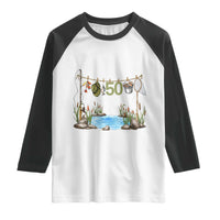 50th Birthday Fishing Raglan Shirt Fisherman Birthday Party Gift