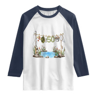 50th Birthday Fishing Raglan Shirt Fisherman Birthday Party Gift