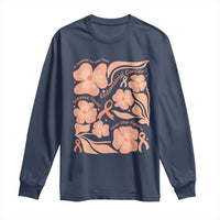 Endometrial Cancer Support Squad Floral Gift Long Sleeve Shirt In September We Wear Peach