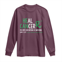 Heal Cancer Nothing Is Impossible With God Long Sleeve Shirt Liver Cancer Support Gift
