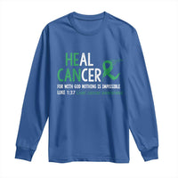 Heal Cancer Nothing Is Impossible With God Long Sleeve Shirt Liver Cancer Support Gift