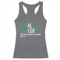 Heal Cancer Nothing Is Impossible With God Racerback Tank Top Liver Cancer Support Gift