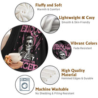 Funny Skeleton Breast Cancer Throw Blanket I Dont Have Enough Middle Fingers