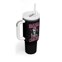 Funny Skeleton Breast Cancer Tumbler With Handle I Dont Have Enough Middle Fingers