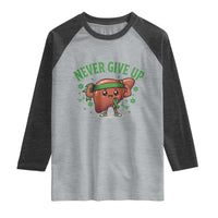 Liver Cancer Awareness Transplant Support Raglan Shirt Never Give Up Nurse Gift
