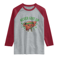 Liver Cancer Awareness Transplant Support Raglan Shirt Never Give Up Nurse Gift