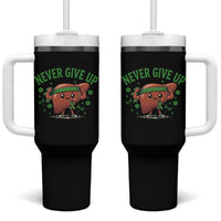 Liver Cancer Awareness Transplant Support Tumbler With Handle Never Give Up Nurse Gift