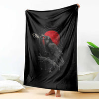 Horror Raven Throw Blanket F Caw F Gothic Blood Moon Halloween - Wonder Print Shop