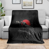 Horror Raven Throw Blanket F Caw F Gothic Blood Moon Halloween - Wonder Print Shop
