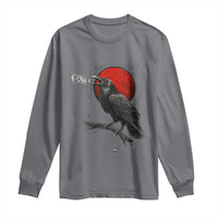 Horror Raven Long Sleeve Shirt F Caw F Gothic Blood Moon Halloween - Wonder Print Shop
