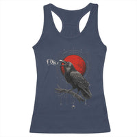 Horror Raven Racerback Tank Top F Caw F Gothic Blood Moon Halloween - Wonder Print Shop