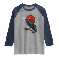 Horror Raven Raglan Shirt F Caw F Gothic Blood Moon Halloween - Wonder Print Shop