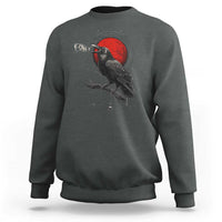 Horror Raven Sweatshirt F Caw F Gothic Blood Moon Halloween - Wonder Print Shop