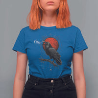Horror Raven T Shirt For Women F Caw F Gothic Blood Moon Halloween - Wonder Print Shop