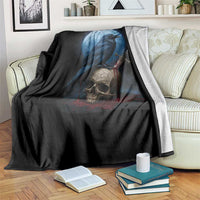 Horror Raven On Skull Throw Blanket Full Moon Gothic Art - Wonder Print Shop