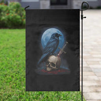 Horror Raven On Skull Garden Flag Full Moon Gothic Art - Wonder Print Shop