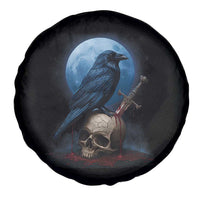 Horror Raven On Skull Spare Tire Cover Full Moon Gothic Art - Wonder Print Shop