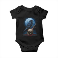 Horror Raven On Skull Baby Onesie Full Moon Gothic Art - Wonder Print Shop