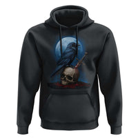 Horror Raven On Skull Hoodie Full Moon Gothic Art - Wonder Print Shop
