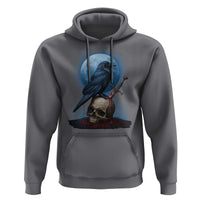 Horror Raven On Skull Hoodie Full Moon Gothic Art - Wonder Print Shop