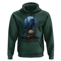 Horror Raven On Skull Hoodie Full Moon Gothic Art - Wonder Print Shop