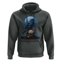 Horror Raven On Skull Hoodie Full Moon Gothic Art - Wonder Print Shop