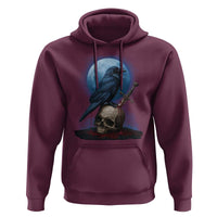 Horror Raven On Skull Hoodie Full Moon Gothic Art - Wonder Print Shop
