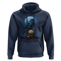 Horror Raven On Skull Hoodie Full Moon Gothic Art - Wonder Print Shop