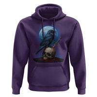 Horror Raven On Skull Hoodie Full Moon Gothic Art - Wonder Print Shop