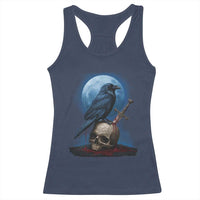 Horror Raven On Skull Racerback Tank Top Full Moon Gothic Art - Wonder Print Shop