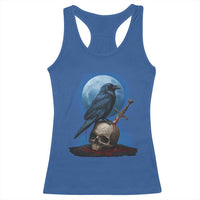 Horror Raven On Skull Racerback Tank Top Full Moon Gothic Art - Wonder Print Shop