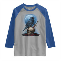 Horror Raven On Skull Raglan Shirt Full Moon Gothic Art - Wonder Print Shop