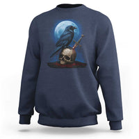 Horror Raven On Skull Sweatshirt Full Moon Gothic Art - Wonder Print Shop