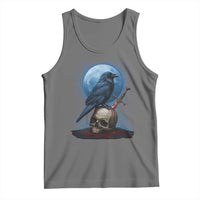 Horror Raven On Skull Tank Top Full Moon Gothic Art - Wonder Print Shop