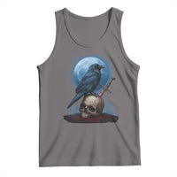 Horror Raven On Skull Tank Top Full Moon Gothic Art - Wonder Print Shop