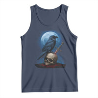 Horror Raven On Skull Tank Top Full Moon Gothic Art - Wonder Print Shop