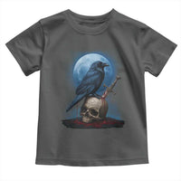 Horror Raven On Skull Toddler T Shirt Full Moon Gothic Art - Wonder Print Shop