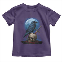 Horror Raven On Skull Toddler T Shirt Full Moon Gothic Art - Wonder Print Shop