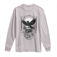 Gothic Raven On Skull With Full Moon Long Sleeve Shirt - Wonder Print Shop
