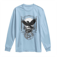 Gothic Raven On Skull With Full Moon Long Sleeve Shirt - Wonder Print Shop